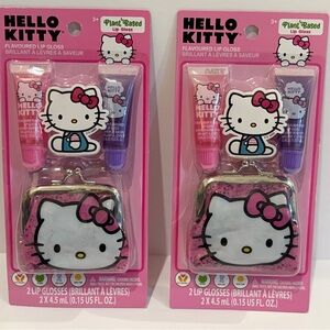 Set of Hello Kitty Pink and Purple Lip Gloss Set with Coin Purse